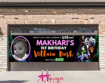 Disney Villain Birthday Bash Garage Banner