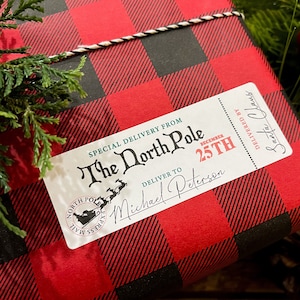 North Pole Gift Stickers, Christmas Gift Tag For Kids, Personalized Christmas Gift Tag, Santa Tag,Custom Gift Tag,Custom North Pole Gift Tag