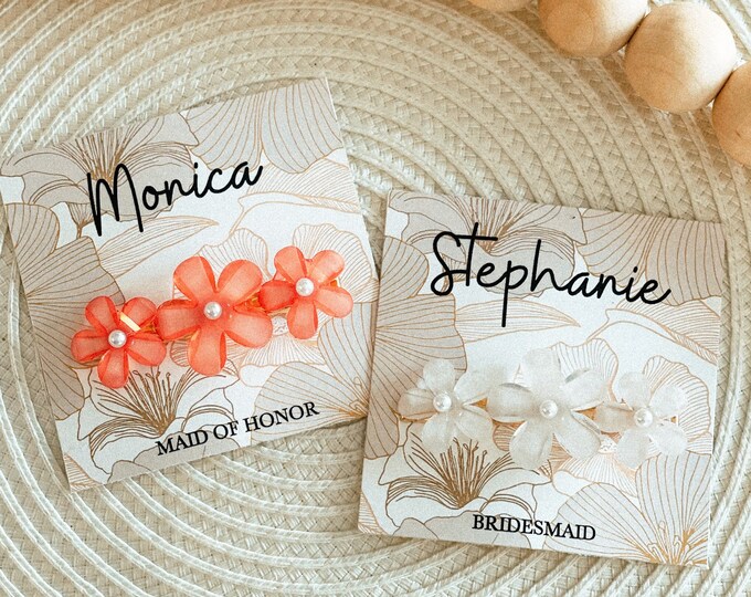 Personalized Hair Clip, Flower Hair Clip, Bridesmaid Gift Wedding Gift Flower Hair Clip, Hair Accessories for Her, Perfect Gift