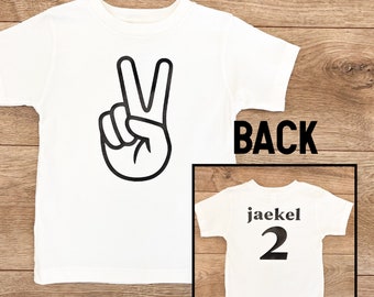 Toddler Peace Shirt | Second Birthday 2nd Birthday | 2nd Birthday Boy | Peace Sign Toddler/ Age Two Gift / Hippie / Rad / Cool