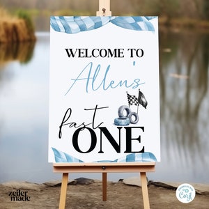 FAST ONE First Birthday Welcome Custom Sign, Race Car Welcome Sign, Race Car 1st Birthday Welcome Sign, Editable Digital Template FSTOC
