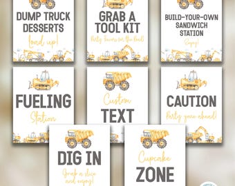 EDITABLE Construction Party Signs | Construction Theme Birthday Decor | Printable Party Signs | Food, Activity & Favor Signs | CNTR