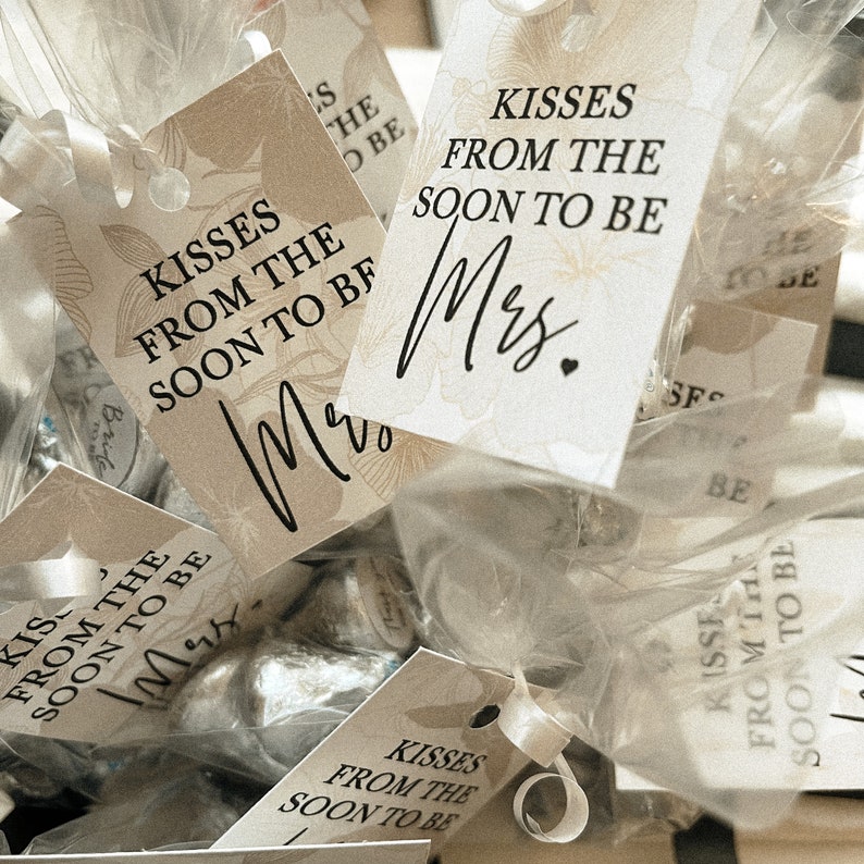 SET 25 Kisses from the bald to be Mrs Tags, Hershey's Kisses Party Favors, Brautparty Geschenkanhänger, Brautparty Geschenkanhänger Bild 4