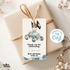 FAST ONE First Birthday Party Favor Tag, Race Car Party Favor Tag, Race Car 1st Birthday Party Favor Tag, Editable Digital Template FSTOC