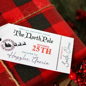 North Pole Gift Tag, Christmas Gift Tag For Kids, Personalized Christmas Gift Tag, Santa Tag, Custom North Pole Gift Tag, custom gift tag