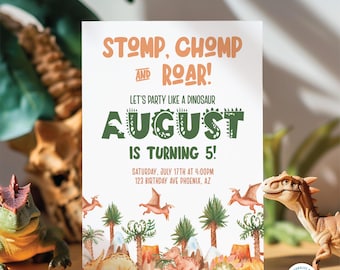 Dinosaur Birthday Invitation Template, Dinosaur Birthday, Dino Invite, Printable Birthday Invitation, Birthday Boy Dino Party