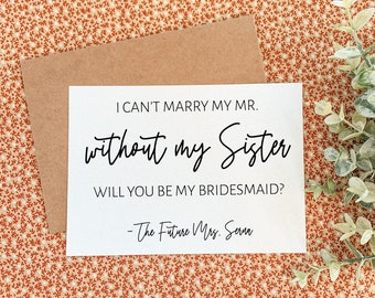 Ik kan niet met mijn heer trouwen zonder mijn zus - Will You Be My Maid of Honor, bruidsmeisje, bruidsmeisje voorstelkaart, matrone, bruidsmeisje