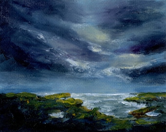 Stormy Seas, Cahermore, Beara, West Cork, Ireland - Limited Edition Fine Art Print of abstract landscape impressionist painting