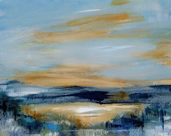 Ochre Sunrise, West Cork, Ireland - Limited Edition Fine Art Print of abstract landscape impressionist painting