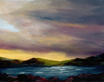 Yellow Sunrise, Bere Island, West Cork, Ireland - Limited Edition Fine Art Print of abstract landscape impressionist painting