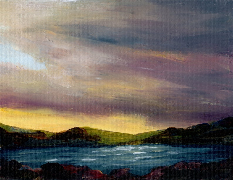 Yellow Sunrise, Bere Island, West Cork, Ireland Limited Edition Fine Art Print of abstract landscape impressionist painting image 1