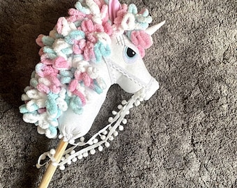 Unicorn Stick Horse, unicorn toy, unicorn third birthday party, Unicorn birthday, hobby horses, stuffed unicorn animal, Kid Party Activity