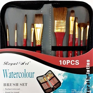 Watercolor Paint Brush Set – Artist Bristle Brushes, 10 Piece