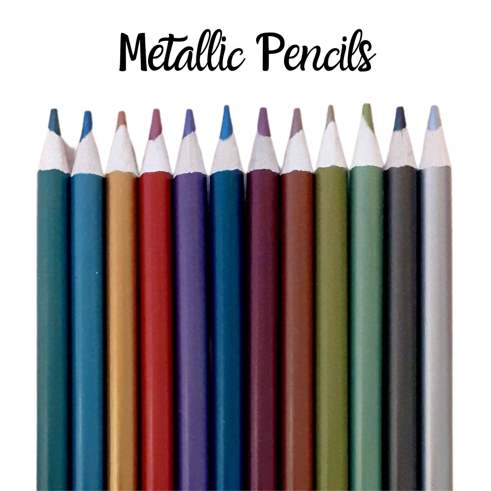 Metallic Pencils 12 Colours Etsy