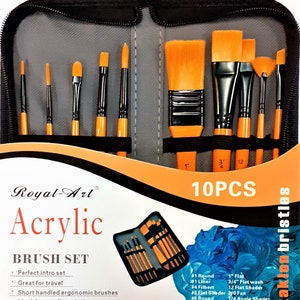 16 X Artist Paint Brushes Set Hog Hair Oil Acrylic Watercolor Nylon Zipper  Case 