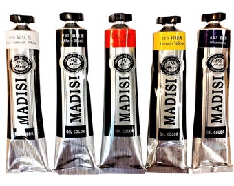 Pintura al óleo para artistas profesionales - Set de 5 colores - 170 ml / 5,95 fl. oz - Tubos grandes