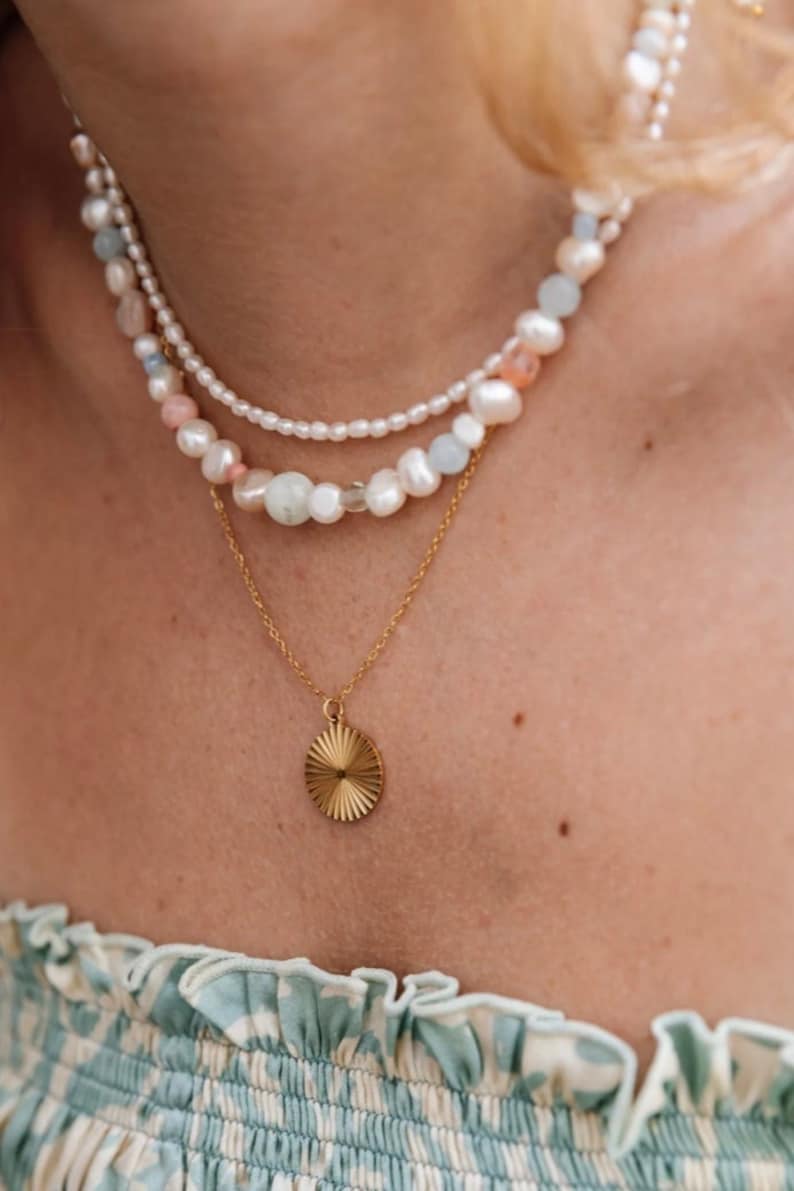 COLORED ENAMEL PEARL NECKLACE main image 1