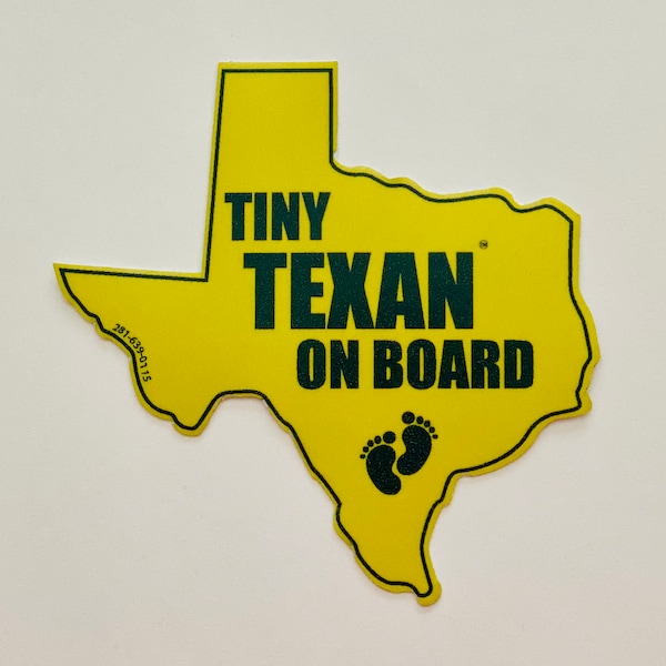 Tiny Texan on Board Vinyl Decal | Yellow Baby on Board Sticker | Cute Texas Bumper Sticker