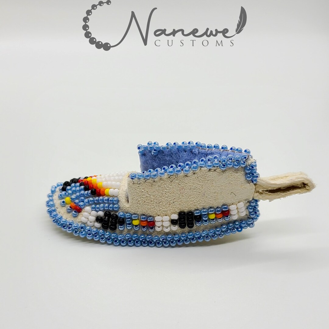 Handmade Native American Beaded Mini Moccasin Key Chain Shoshone
