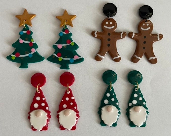 Christmas dangles | polymer clay earrings