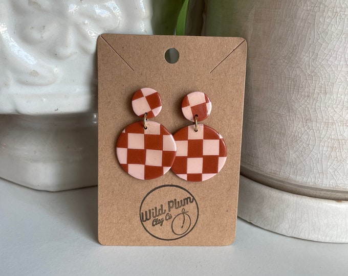 checkered willow | polymer clay earrings