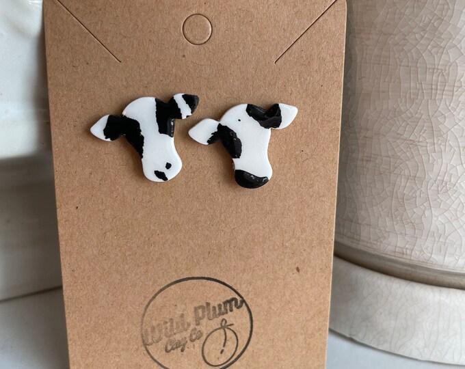 cow stud | polymer clay earrings