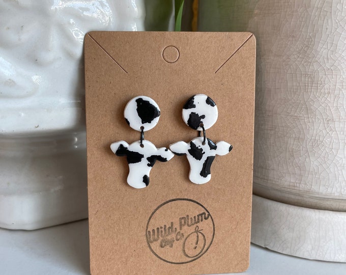 cow dangle | polymer clay earrings