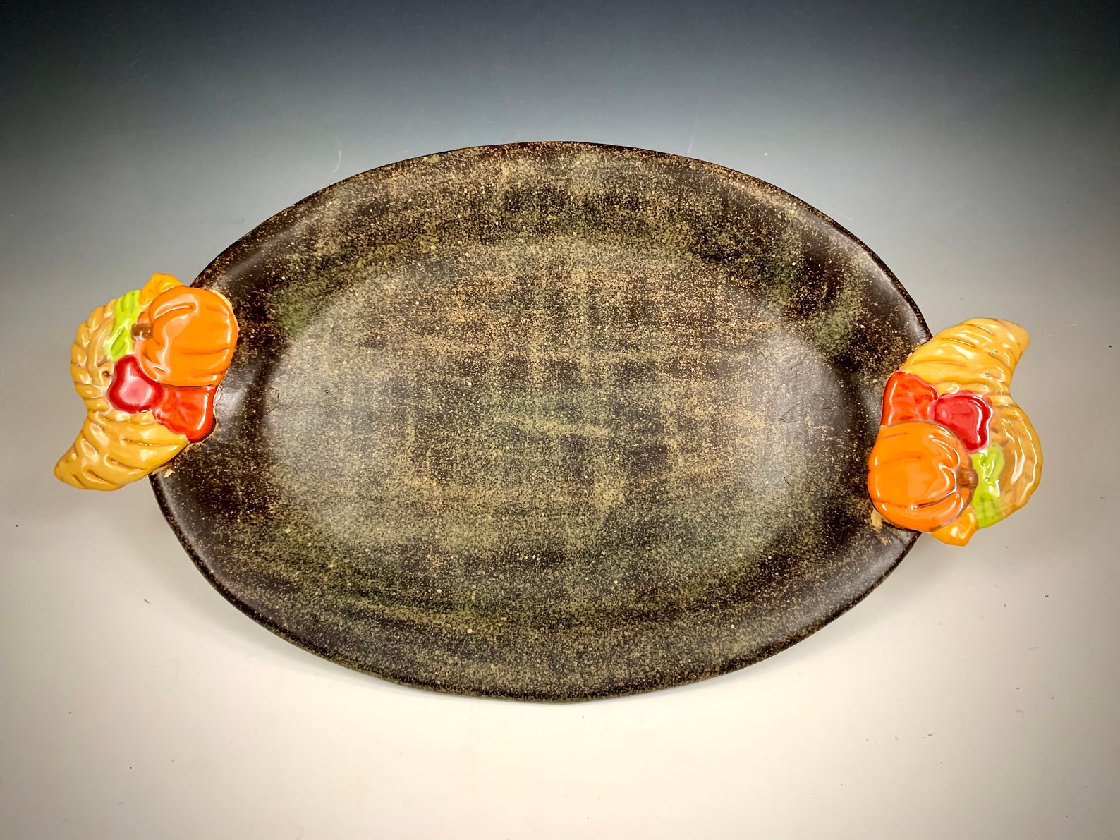 Hand Made Ceramic Pottery Cornucopia Thanksgiving Platter Etsy