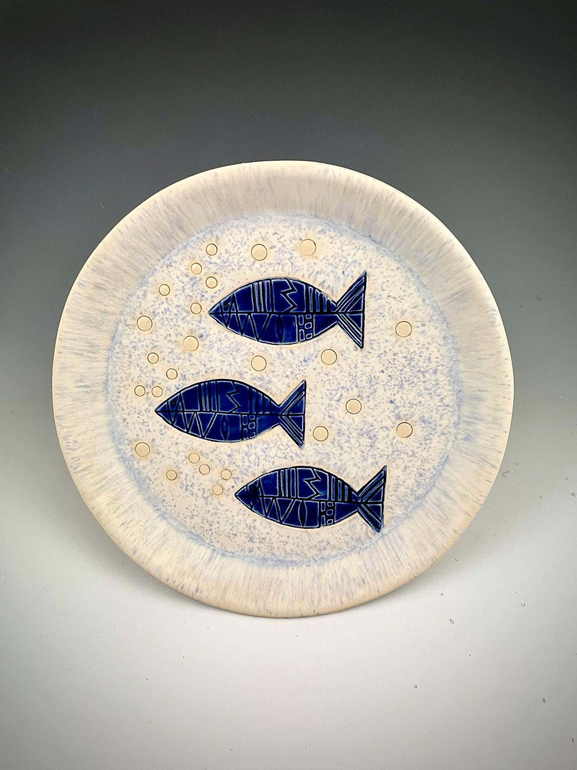Hand Made Hand Painted Ceramic Fish Plate Etsy