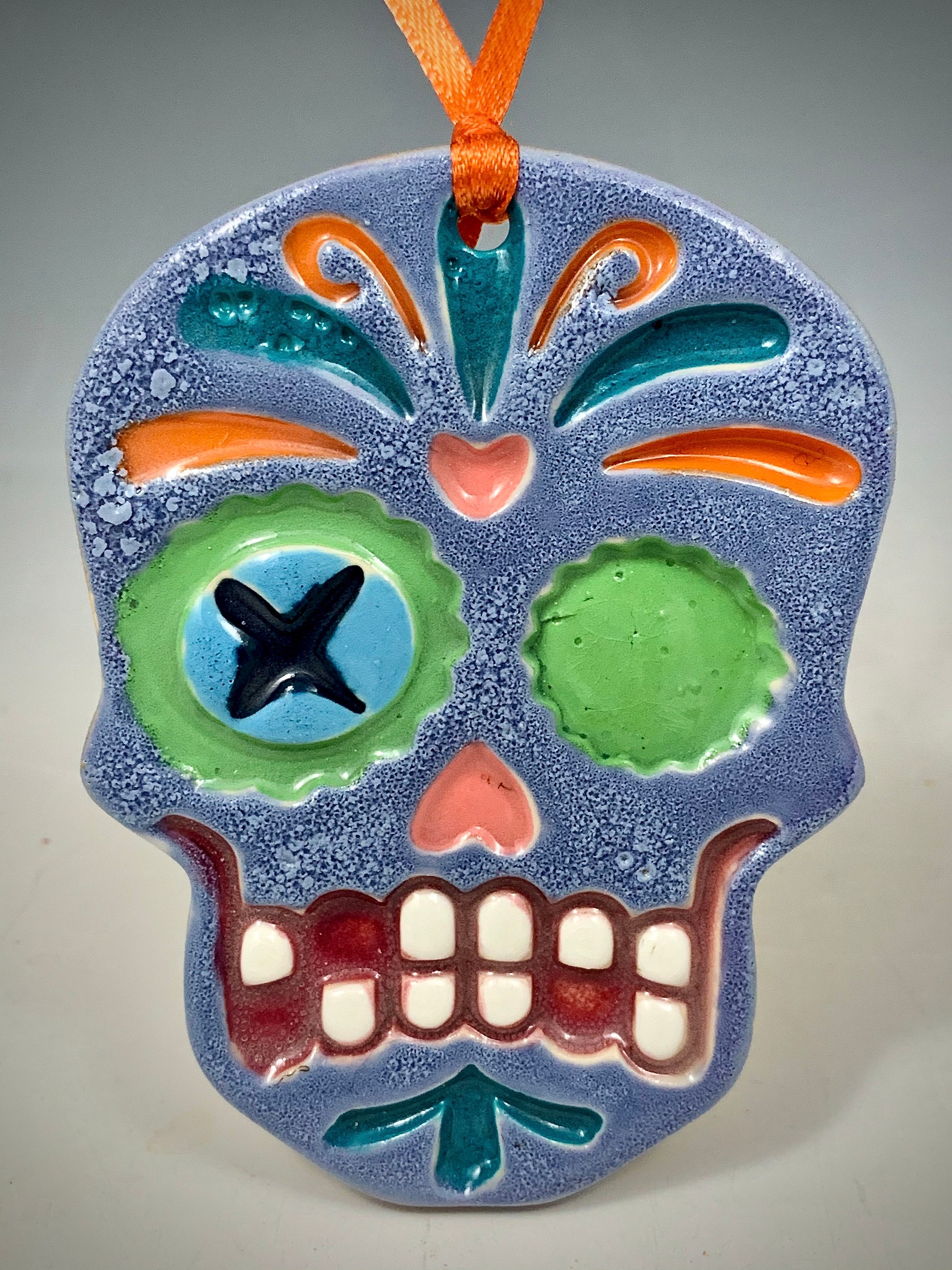 Set of 3 Hand Made Pottery Ceramic Sugar Skull Halloween | Etsy