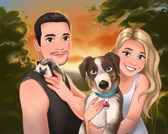 Cartoon portrait from photo | Family cartoon portrait | Birthday gift |Digital Portrait | Cartoon portrait |Custom Portrait |Couple portrait