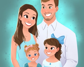 Family Portrait |Cartoon portrait from photo | Сhristmas gifts idea | Digital Portrait | Custom Portrait | Couple portrait | Mother's Day