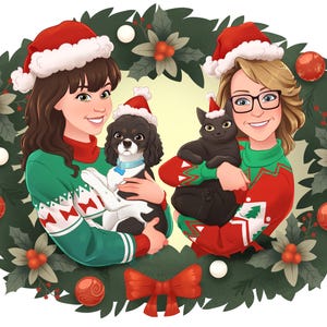 Christmas family portrait | Family cartoon portrait | Gifts idea | Cartoon portrait | Digital Portrait | Custom Portrait | Star W