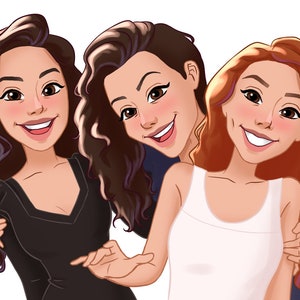 Digital family portrait | Girlfriends Day | Cartoon portrait from photo | Family portrait | Sister gift | Digital portrait | Mother's day