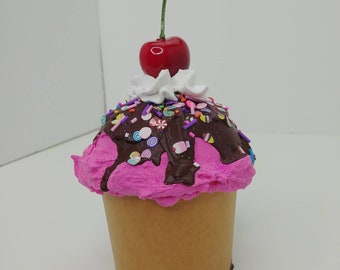 Fake Ice Cream Sundae for birthday parties, holidays, decorations, sweets, faux sundae, decor, fake food, food props, dessert