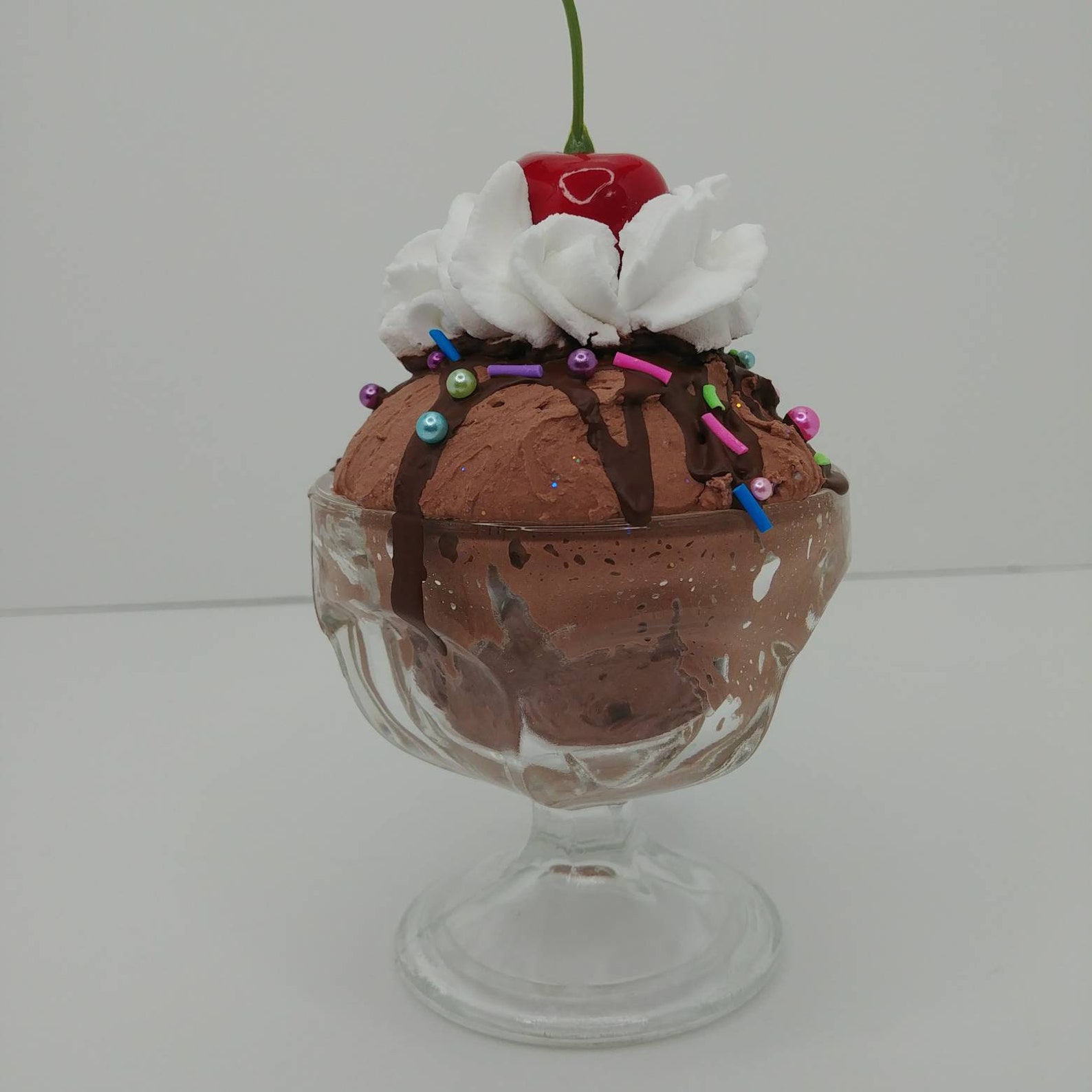 Fake Chocolate Ice Cream Sundae, Fake Ice Cream in Sundae Glass ...