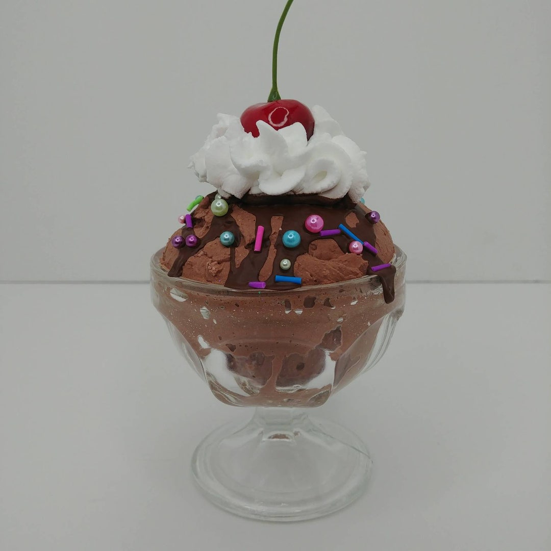 Fake Chocolate Ice Cream Sundae, Fake Ice Cream in Sundae Glass ...
