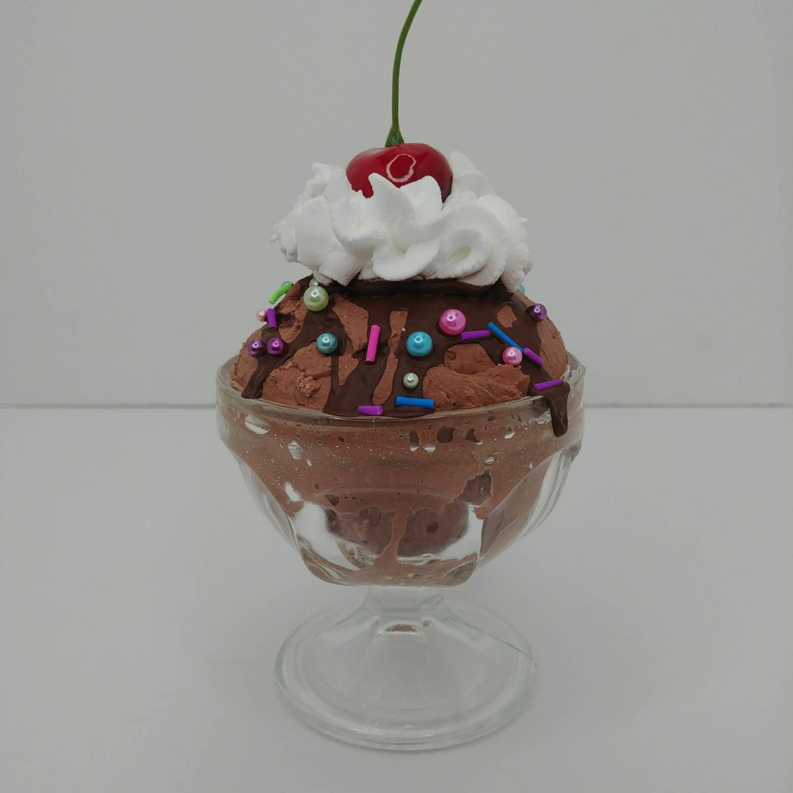 Fake Chocolate Ice Cream Sundae, Fake Ice Cream in Sundae Glass ...