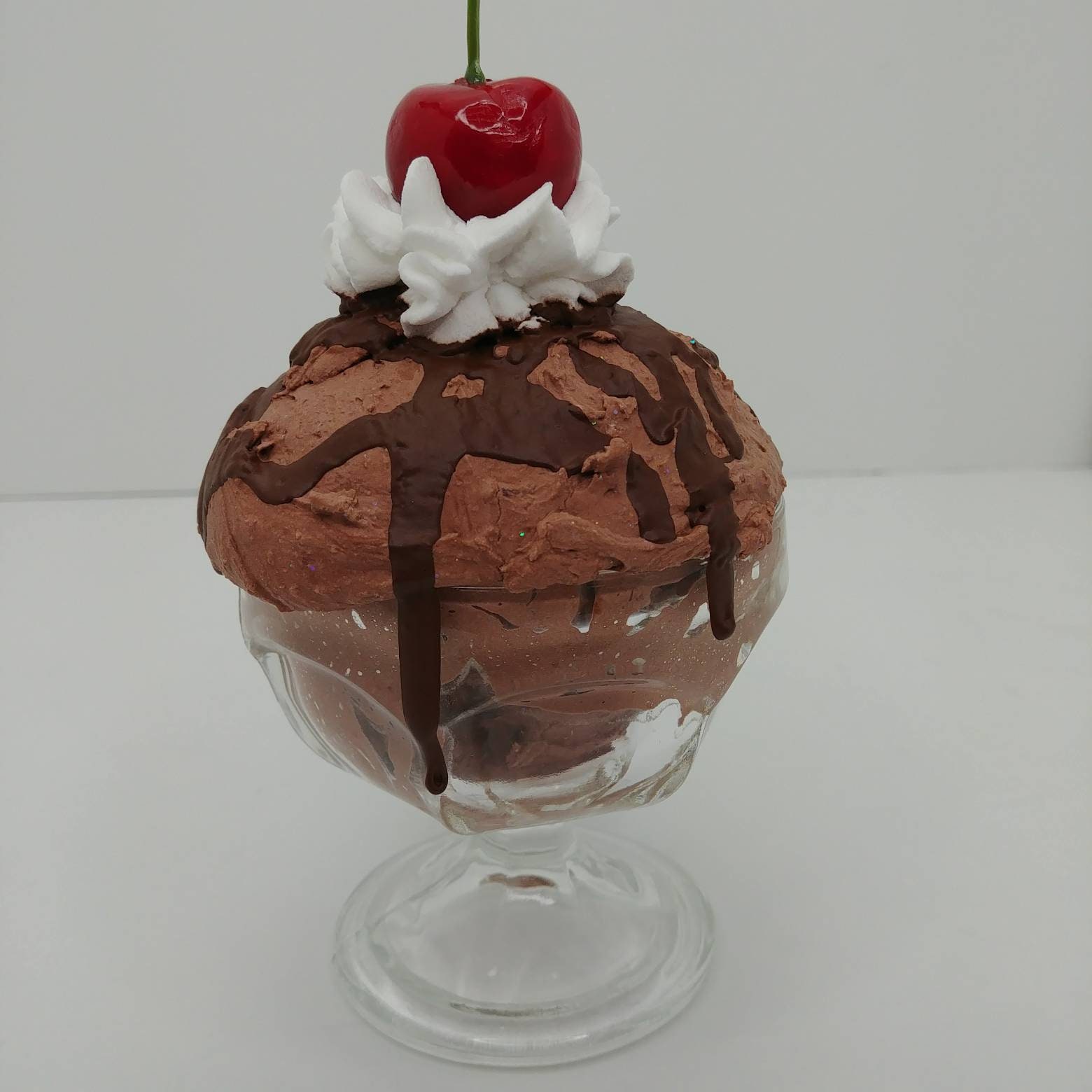 Fake Chocolate Ice Cream Sundae, Fake Ice Cream in Sundae Glass ...