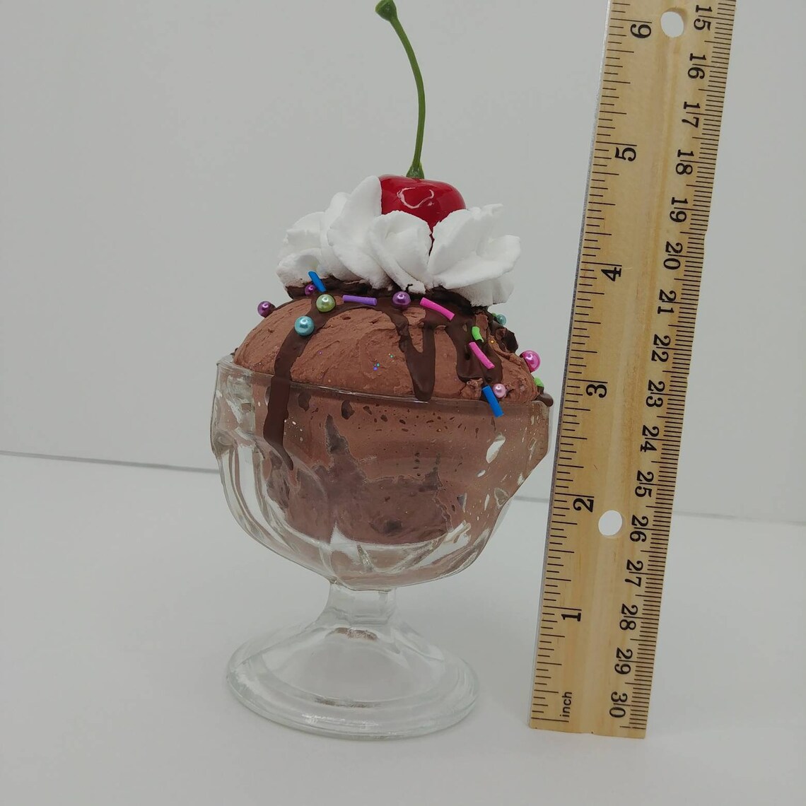Fake Chocolate Ice Cream Sundae, Fake Ice Cream in Sundae Glass ...