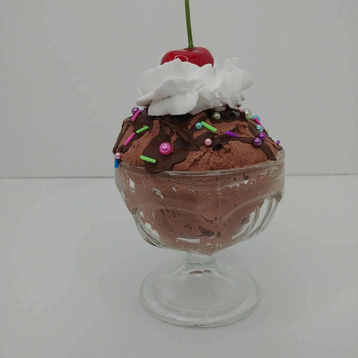 Fake Chocolate Ice Cream Sundae, Fake Ice Cream in Sundae Glass ...