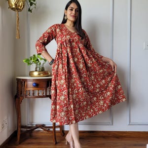 Hand Block Print Cotton One Piece Dress for Women, blockprint dress, dress for party wear, gift for her, cotton dress for women