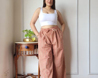 Floral Block print Palazzo Trousers - Sea Foam