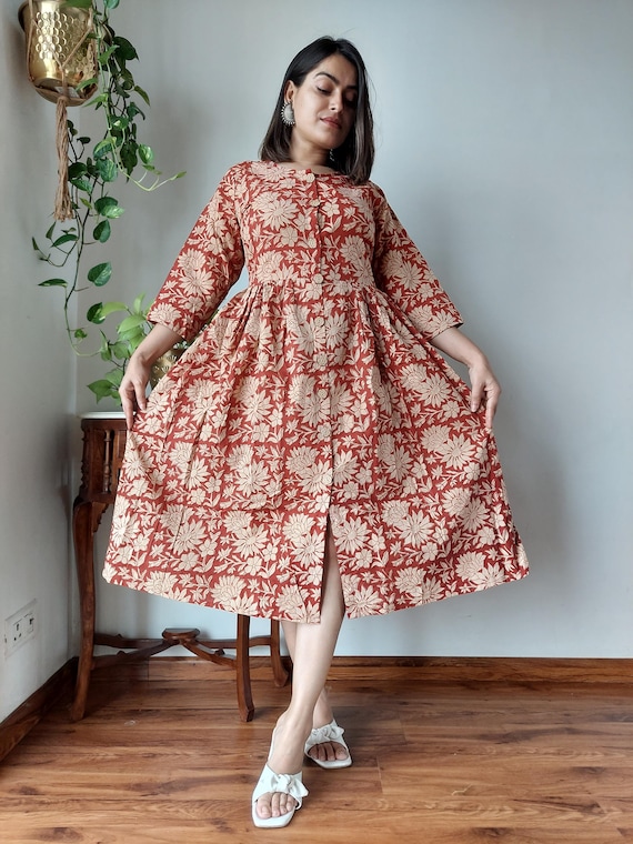 white christmas dresses Hand block printed maxi | blue dress | cotton bohemian dress main image 1