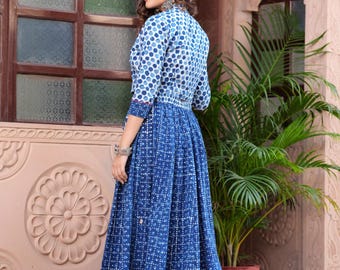Dabu Indigo Hand Block Printed Designer Cotton Top With Skirt & Cotton dupatta Set, Lehenga choli,Cotton skirt top dupatta,Garba Special set