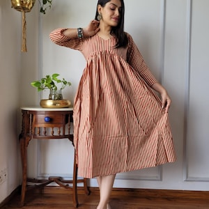 white christmas dresses mauve-white jaipuri cotton lace work layered 1 piece dress – Dress in Style main image 1