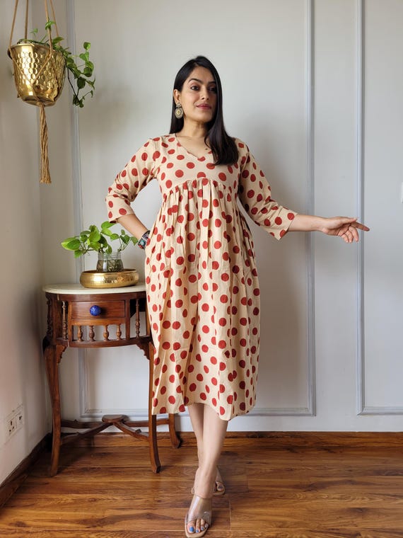 Hand Block Print Cotton One Piece Dress for Women, gift for her , Block Print Dress for Women,