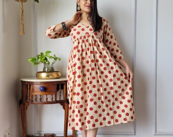 Hand Block Print Dress Understated Charm In Every Detail Cotton Block Print  Wrap Dress Made To