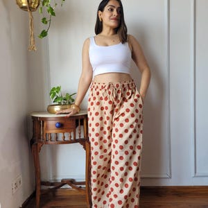 Cotton Block Print Palazzo Pants, Flared Summer Trousers, Cotton Yoga Pant, Cotton Palazzo Pants, trendy pants, boho fashion