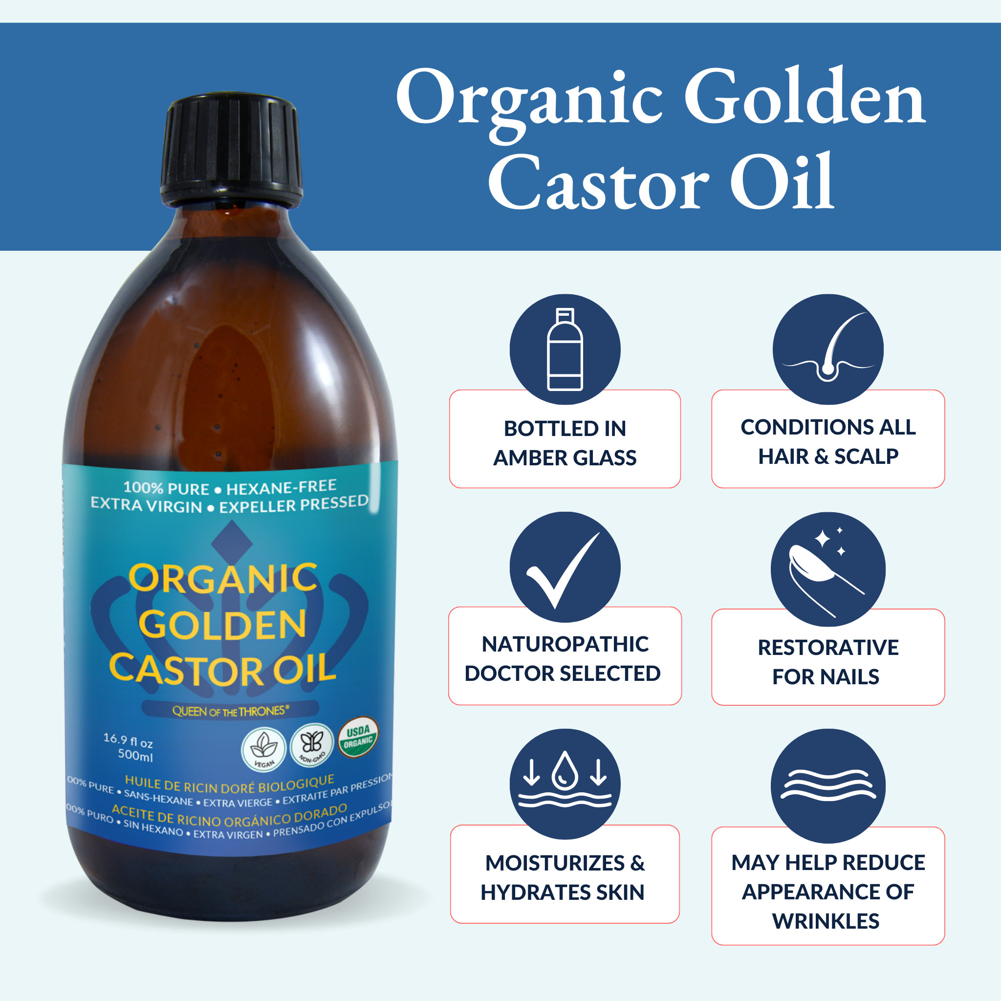 Organic Castor Oil 16.9oz 100 Pure, Hexanefree, Extra Virgin, Expeller Pressed Etsy